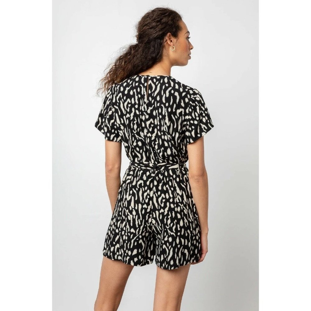 Rails Sophia Romper Shorts Black Abstract Cheetah - Picture 4 of 9